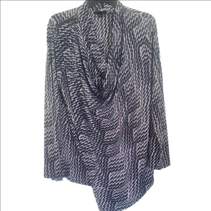 Alfani Relaxed Fit Houndstooth Front Wrap Asymmetrical Blouse